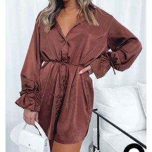 Satin oversized blouse dress